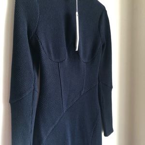 Jonathan Simkhai directional rib turtleneck slit